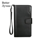 Baellery carteiras masculinas estilo longo titular do cartão de alta qualidade masculino bolsa com zíper grande capacidade marca carteira de couro do plutônio para homem