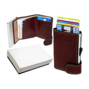 PU Leather Rfid Blocking Automatic Pop up Credit Card Holder Wallet