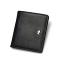 BISON DENIM-Carteira de couro genuíno masculina, mini carteira de bloqueio RFID, titular do cartão masculino, porta-moedas pequena com zíper, W9317, moda