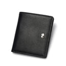 BISON DENIM-Carteira de couro genuíno masculina, mini carteira de bloqueio RFID, titular do cartão masculino, porta-moedas pequena com zíper, W9317, moda