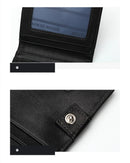 BISON DENIM-Carteira de couro genuíno masculina, mini carteira de bloqueio RFID, titular do cartão masculino, porta-moedas pequena com zíper, W9317, moda