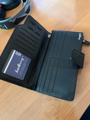 Baellery carteiras masculinas estilo longo titular do cartão de alta qualidade masculino bolsa com zíper grande capacidade marca carteira de couro do plutônio para homem