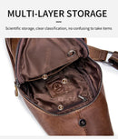 BULLCAPTAIN Sacos De Mensageiro De Couro Saco Casual Dos Homens Para Homens Saco De Peito Marca Designer Multi-Função Fone De Ouvido Jack Pacote De Peito