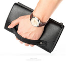 Baellery bolsa de mão masculina, carteira de grande capacidade para celular, bolso para cartão de passagem, carteira multifuncional de alta qualidade para homens
