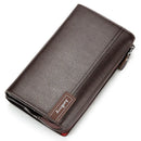 Baellery bolsa de mão masculina, carteira de grande capacidade para celular, bolso para cartão de passagem, carteira multifuncional de alta qualidade para homens