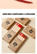 MAGIC CASA 4-Piece Matchstick Lip Gloss Gift Box Set Beauty Matte Lipstick Waterproof Non-Stick Cup Vegan Lip Glaze