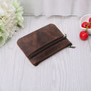 Thinkthendo bolsa de moedas feminina slim, de couro de vaca, bolsa de moedas com zíper nas extremidades porta-chaves