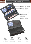 Baellery carteiras masculinas estilo longo titular do cartão de alta qualidade masculino bolsa com zíper grande capacidade marca carteira de couro do plutônio para homem