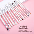 Jessup-profissional pincéis de maquiagem conjunto, 15pcs, pérola, branco, prata, kit de ferramentas, delineador, shader, cabelo sintético natural
