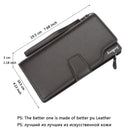 Baellery carteiras masculinas estilo longo titular do cartão de alta qualidade masculino bolsa com zíper grande capacidade marca carteira de couro do plutônio para homem
