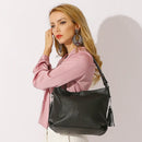 Zency 2026 Nova Moda Bolsa Feminina de Couro Genuíno Macio com Borla Elegante Bolsa Hobo de Ombro para Mulheres Bolsa Transversal Carteira Tiracolo