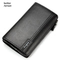 Baellery bolsa de mão masculina, carteira de grande capacidade para celular, bolso para cartão de passagem, carteira multifuncional de alta qualidade para homens