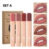 MAGIC CASA 4-Piece Matchstick Lip Gloss Gift Box Set Beauty Matte Lipstick Waterproof Non-Stick Cup Vegan Lip Glaze
