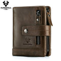 HUMERPAUL Factory Wholesale Nature Leather Mens Wallet Bifold RFID Blocking Zipper Card Holder Coin Pocket Small Male Purse
