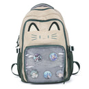 Kawaii mochila feminina doce rosa japonês dos desenhos animados gato ita saco moda grande capacidade casual versátil mochilas para senhoras