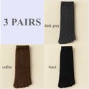 Unisex velo grosso cinco dedo meias, meias quentes toe, tubo médio, inverno, homens, mulheres, 3 pares