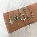 5 pçs/set strass borboleta pulseira conjunto para mulheres designer de moda coreana ajustável grânulo pulseira luxo jóias originais