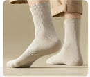 Meias masculinas retro cor sólida café branco cáqui bege respirável meias de algodão casual esporte na moda moda tubo médio meia longa