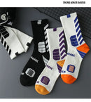 5 pares outono inverno meia basquete esportes simples alta superior meados tubo grosso moda ins cor sólida engraçado meia confortável