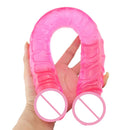 1pc rosa u forma geléia macia vibradores duplos vagina artificial brinquedos sexuais loja para casal feminino gay masturbadores lésbicos anal plug