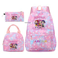 Conjunto de mochila com estampa KPop Demon Hunter com lancheira e bolsa de lápis, mochila externa leve e respirável de grande capacidade
