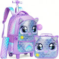 Mochila rolante para meninas crianças mochila com rodas mochila para estudantes do ensino fundamental carry on bagagem bookbag com rolo