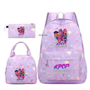 Conjunto de mochila com estampa KPop Demon Hunter com lancheira e bolsa de lápis, mochila externa leve e respirável de grande capacidade