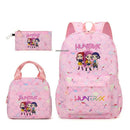 Conjunto de mochila com estampa KPop Demon Hunter com lancheira e bolsa de lápis, mochila externa leve e respirável de grande capacidade