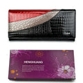 Hh carteiras femininas design da marca carteira de couro de alta qualidade feminino ferrolho moda jacaré longo carteiras e bolsas
