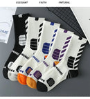 5 pares outono inverno meia basquete esportes simples alta superior meados tubo grosso moda ins cor sólida engraçado meia confortável
