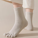 Unisex velo grosso cinco dedo meias, meias quentes toe, tubo médio, inverno, homens, mulheres, 3 pares