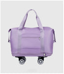 Bagagem expansível com roda universal, grande capacidade, separação seca e molhada, armazenamento, viagem, fitness, bagagem leve