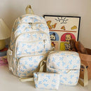 3 pçs conjunto bonito grande capacidade mochila coreano moda arco impressão saco sacos de náilon estudante mochila alça ajustável mochila viagem