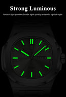 POEDAGAR-Relógio Quartzo em Aço Inoxidável Masculino, Relógio Militar de Luxo, Quadrado, Impermeável, Luminoso, Data Semana, Caixa Incluída