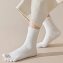 Unisex velo grosso cinco dedo meias, meias quentes toe, tubo médio, inverno, homens, mulheres, 3 pares