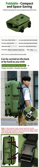Mochila de Viagem Grande Capacidade 90/110L Dobrável com Rodas e Cinto, Bolsa de Transporte Multifuncional, Mala Resistente ao Desgaste