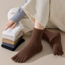 Unisex velo grosso cinco dedo meias, meias quentes toe, tubo médio, inverno, homens, mulheres, 3 pares