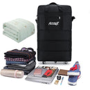 Pacote de viagem rodas para mulheres homens expansível dobrável trole bagagem versátil mala preta para viagem de fim de semana saco noturno