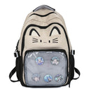 Kawaii mochila feminina doce rosa japonês dos desenhos animados gato ita saco moda grande capacidade casual versátil mochilas para senhoras