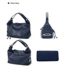 Bolsa de Ombro Grande Zency 100% Couro Genuíno para Mulheres, Bolsa Tote, Bolsa de Mão, Bolsa Hobo de Couro Preto, Bolsas com Zíper para Usar Debaixo do Braço
