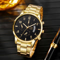 1pc relógio de luxo masculino moda calendário de negócios relógio de cinto de aço masculino natal presente do dia dos namorados