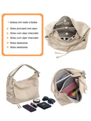 Bolsa de Ombro Grande Zency 100% Couro Genuíno para Mulheres, Bolsa Tote, Bolsa de Mão, Bolsa Hobo de Couro Preto, Bolsas com Zíper para Usar Debaixo do Braço