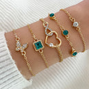 5 pçs/set strass borboleta pulseira conjunto para mulheres designer de moda coreana ajustável grânulo pulseira luxo jóias originais