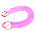 1pc rosa u forma geléia macia vibradores duplos vagina artificial brinquedos sexuais loja para casal feminino gay masturbadores lésbicos anal plug