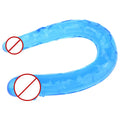 1pc rosa u forma geléia macia vibradores duplos vagina artificial brinquedos sexuais loja para casal feminino gay masturbadores lésbicos anal plug