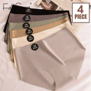 Falllsweet 4 Peças de Calcinhas de Seda Sem Costura para Mulheres, Lingerie Sexy de Cintura Média, Calcinhas de Seda Gelada M-2XL