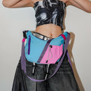 Bolsa de ombro multifuncional ajustável, à prova d'água, cor contrastante, feminina, moda coreana, leve, bolsa crossbody