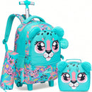 Mochila rolante para meninas crianças mochila com rodas mochila para estudantes do ensino fundamental carry on bagagem bookbag com rolo