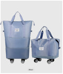 Bagagem expansível com roda universal, grande capacidade, separação seca e molhada, armazenamento, viagem, fitness, bagagem leve