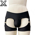 XMJXMY Roupa íntima masculina sexy e sexy com nádegas expostas e anel de metal oco, trajes de banho de praia